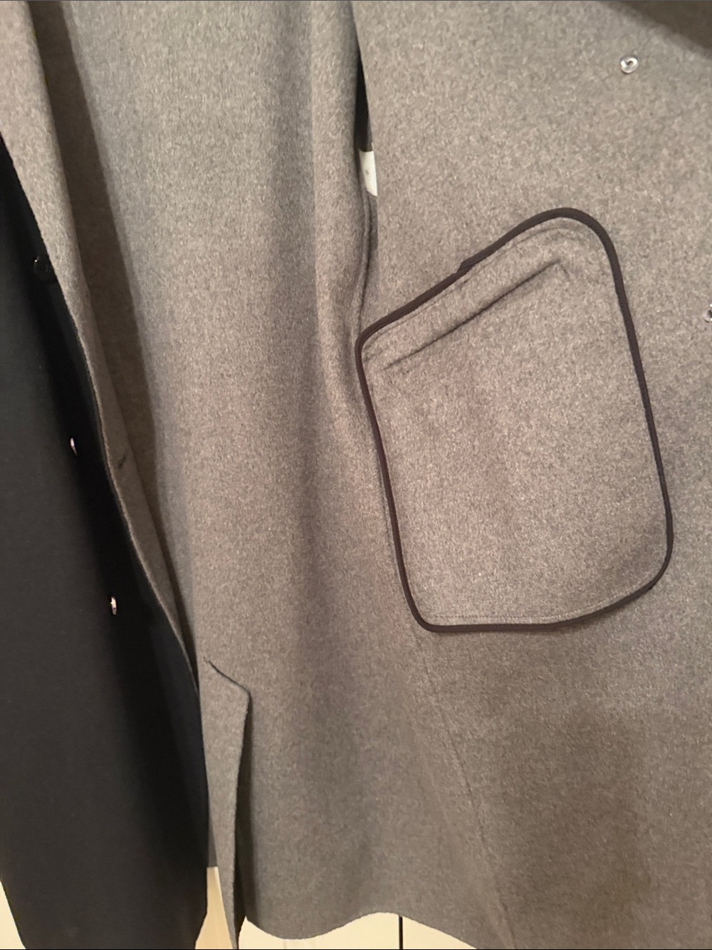 Universal Standard Black Double-Breasted Pea Coat with Gray Contrast Collar - Picture 5 of 8
